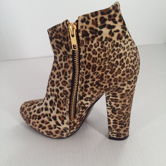 Diba Cheetah Print Fabric Platform Ankle Boots Size 6.5M - Picture 4 of 6